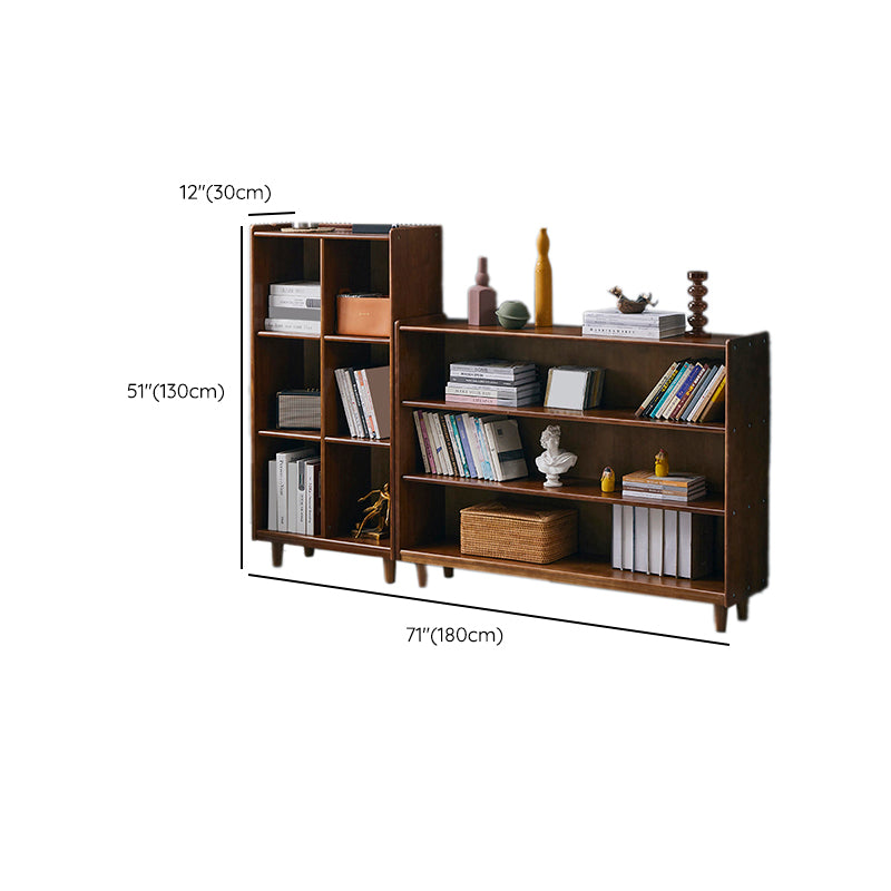 Industrial Closed Back Book Shelf Freestanding Standard Kids Bookshelf in Walnut