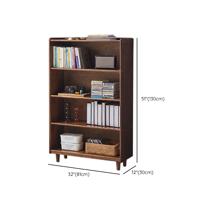 Industrial Closed Back Book Shelf Freestanding Standard Kids Bookshelf in Walnut