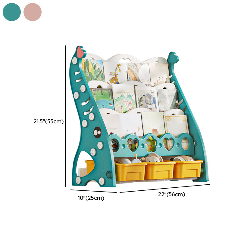 Modern Plastic Shelf Freestanding Book Display in Green/Blue/Pink/Yellow