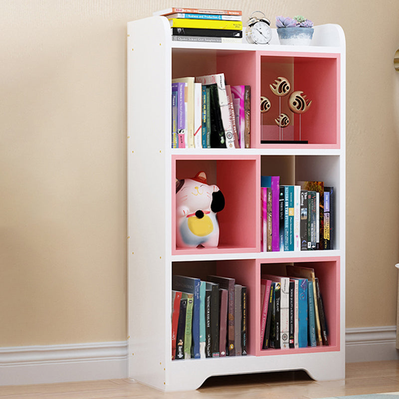 Contemporary Closed Back Book Shelf Manufactured Wood Cubby Storage Bookcase