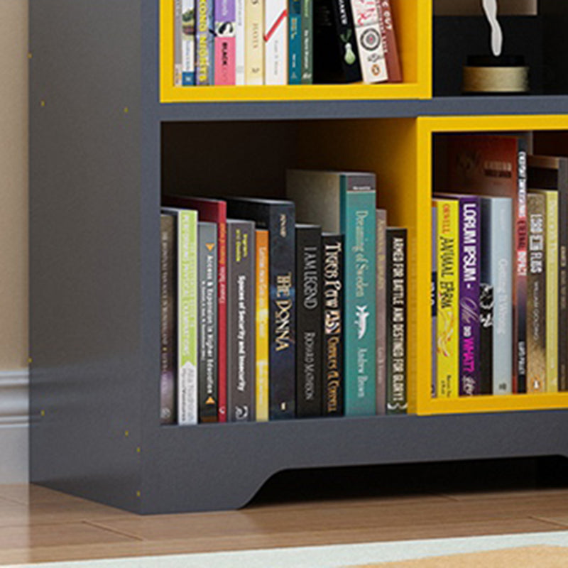 Contemporary Closed Back Book Shelf Manufactured Wood Cubby Storage Bookcase