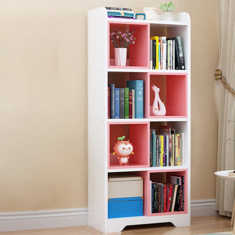 Contemporary Closed Back Book Shelf Manufactured Wood Cubby Storage Bookcase