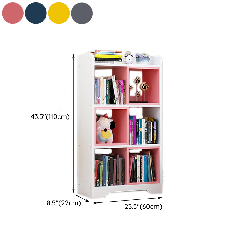 Contemporary Closed Back Book Shelf Manufactured Wood Cubby Storage Bookcase