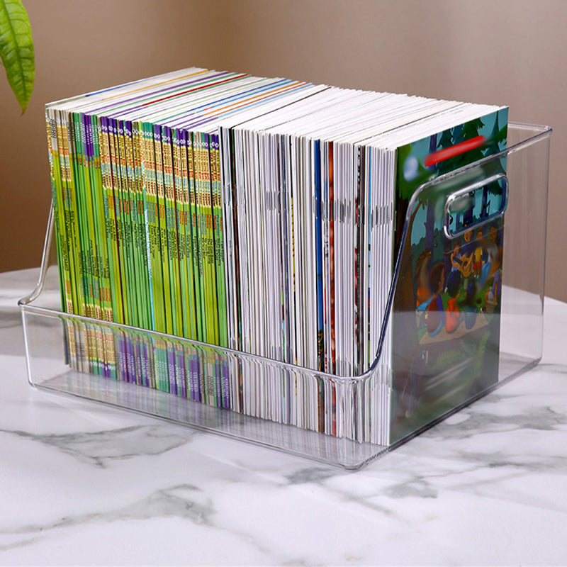 Contemporary Plastic Shelf Tabletop Standard Kids Bookcase in Transparent