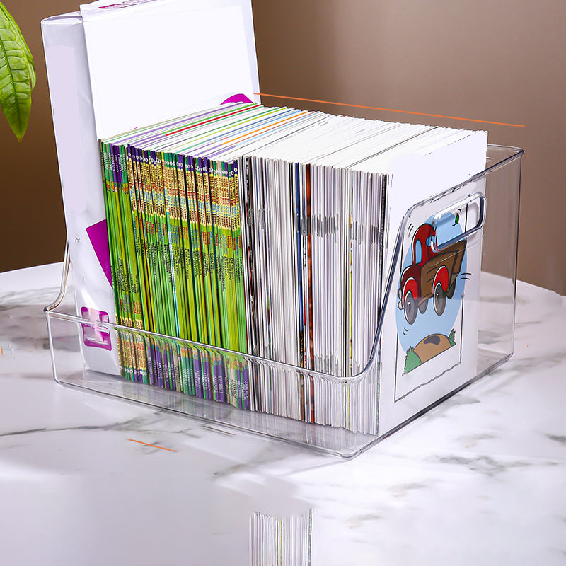 Contemporary Plastic Shelf Tabletop Standard Kids Bookcase in Transparent