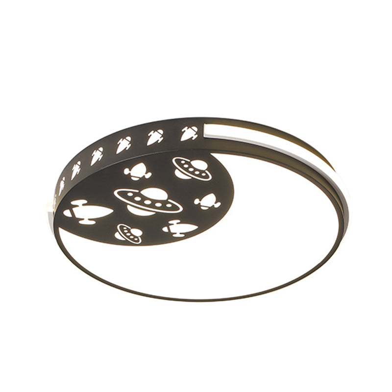 Plafonnier LED en forme de croissant et d'espace extérieur, en acrylique, bleu/noir/rose, pour chambre d'enfant