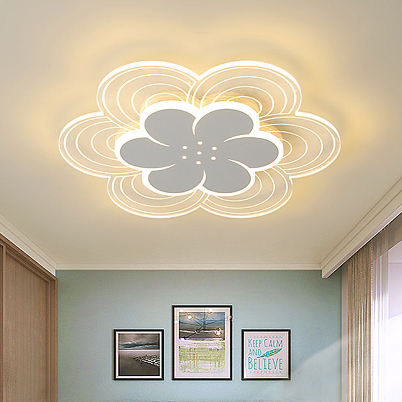Kids 2 Tiers Flower Flush Light Acrylic Children Bedroom LED Flush Mount Ceiling Light in White