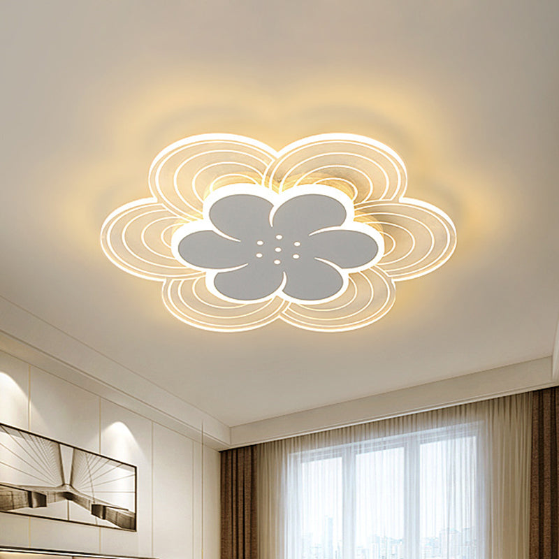 Kids 2 Tiers Flower Flush Light Acrylic Children Bedroom LED Flush Mount Ceiling Light in White