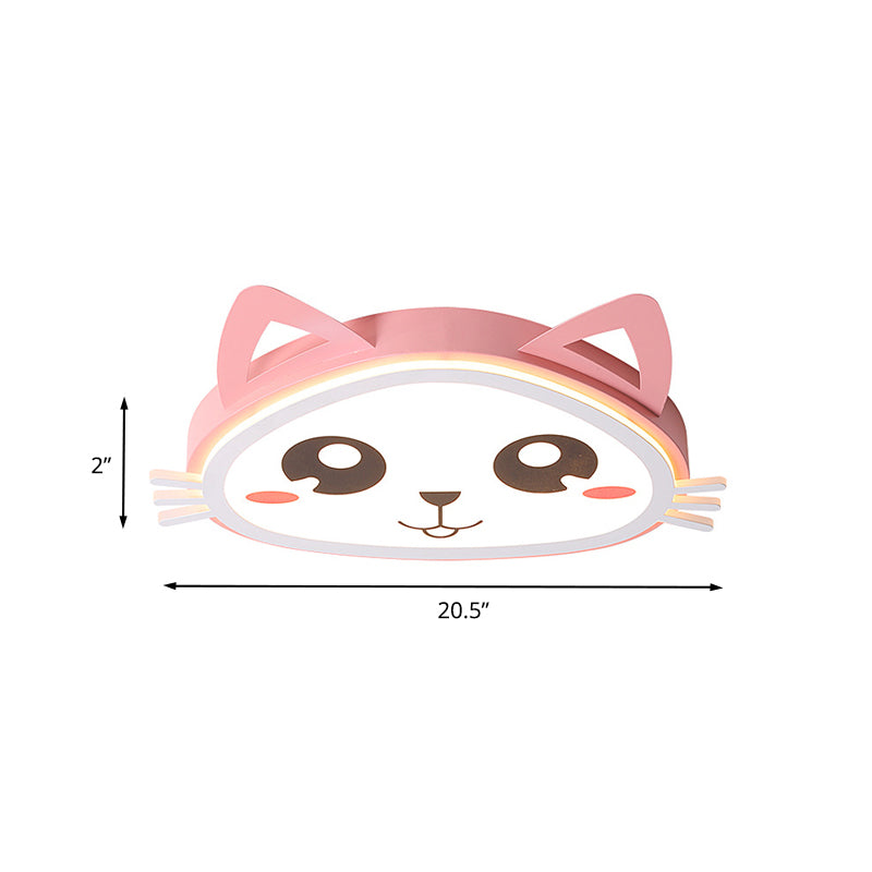 Kitten Girl's Bedroom LED Ceiling Flush Acrylic Cartoon Flush Mount Recessed Lighting in Pink, Warm/White Light