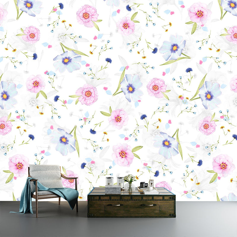 Illustration Flower Pattern Mildew Horizontalt Wall Mural for Living Room