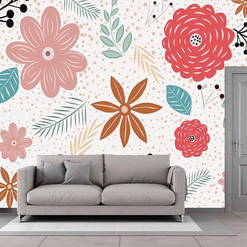 Horizontalt Flower Pattern Mildew Illustration Wall Mural for Living Room
