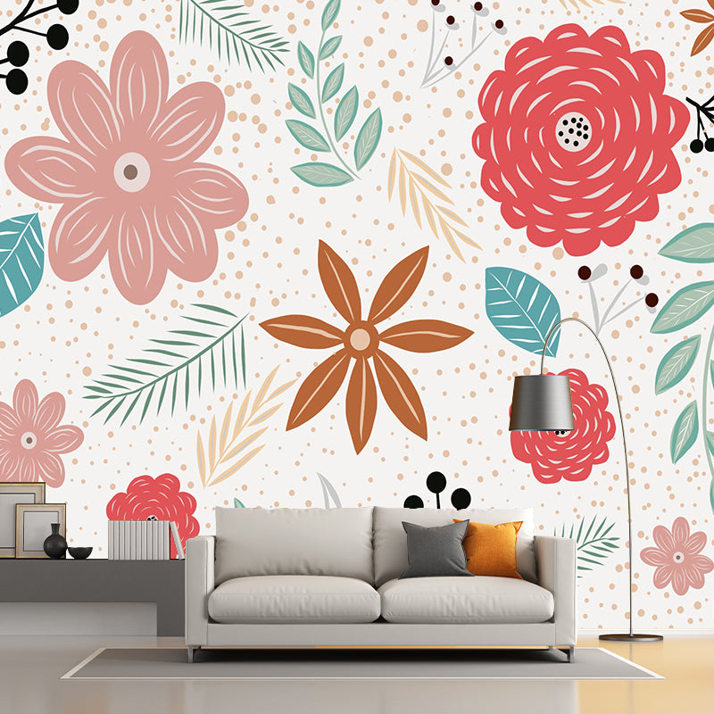 Horizontalt Flower Pattern Mildew Illustration Wall Mural for Living Room