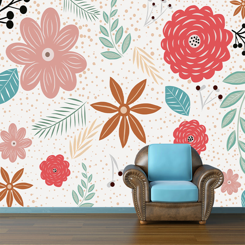 Horizontalt Flower Pattern Mildew Illustration Wall Mural for Living Room