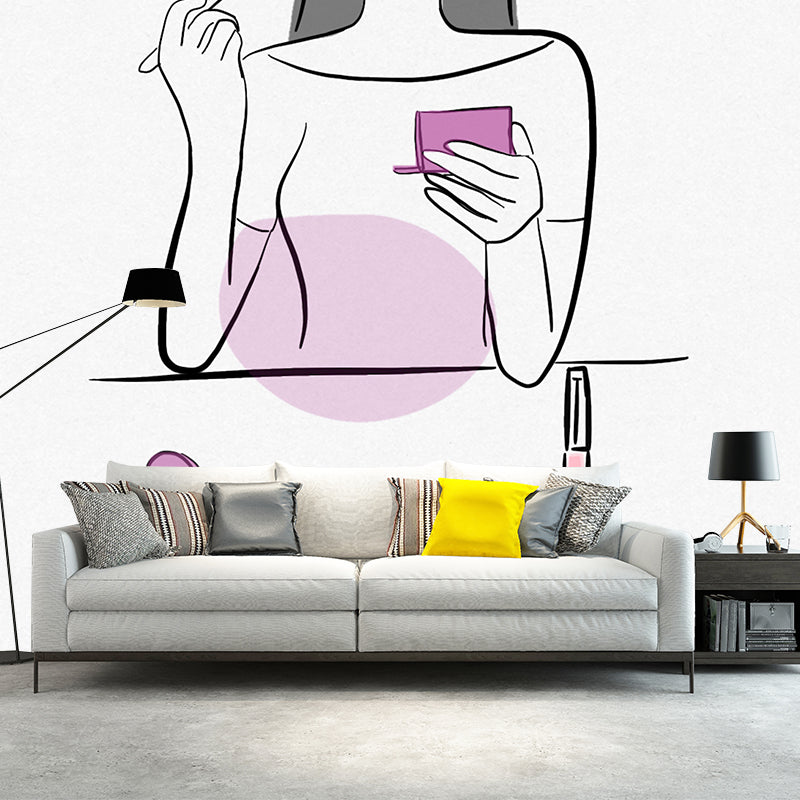 Illustration Figure Pattern Mildew Horizontalt Wall Mural for Living Room
