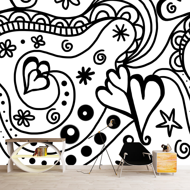Contemporary Pattern Mildew Illustration Wall Mural Horizontalt for Living Room
