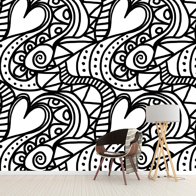 Contemporary Pattern Mildew Illustration Wall Mural Horizontalt for Living Room