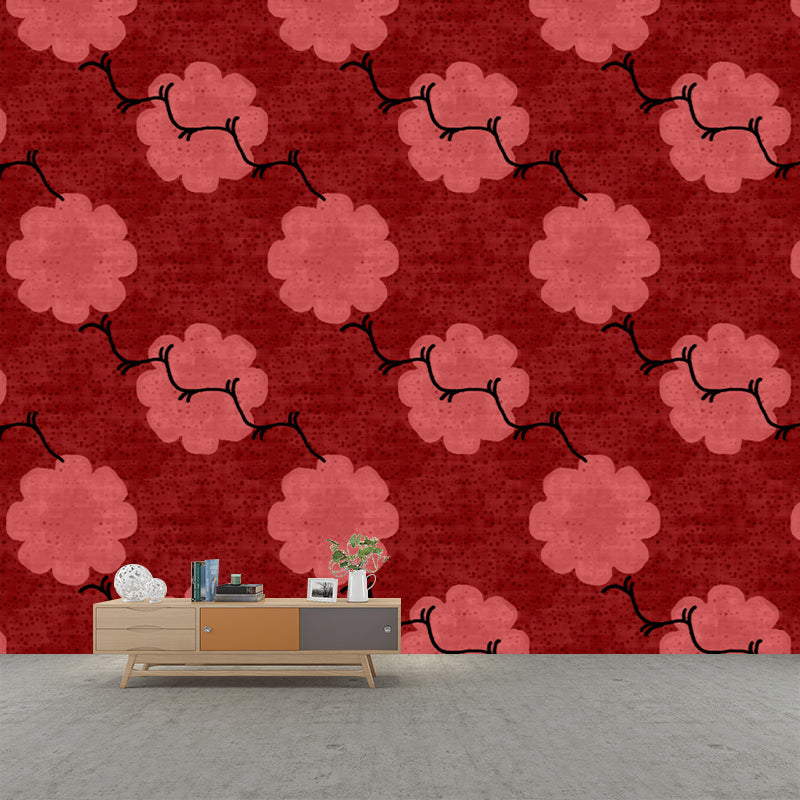 Botanical Pattern Mildew Illustration Wall Mural Horizontalt for Wall Decor