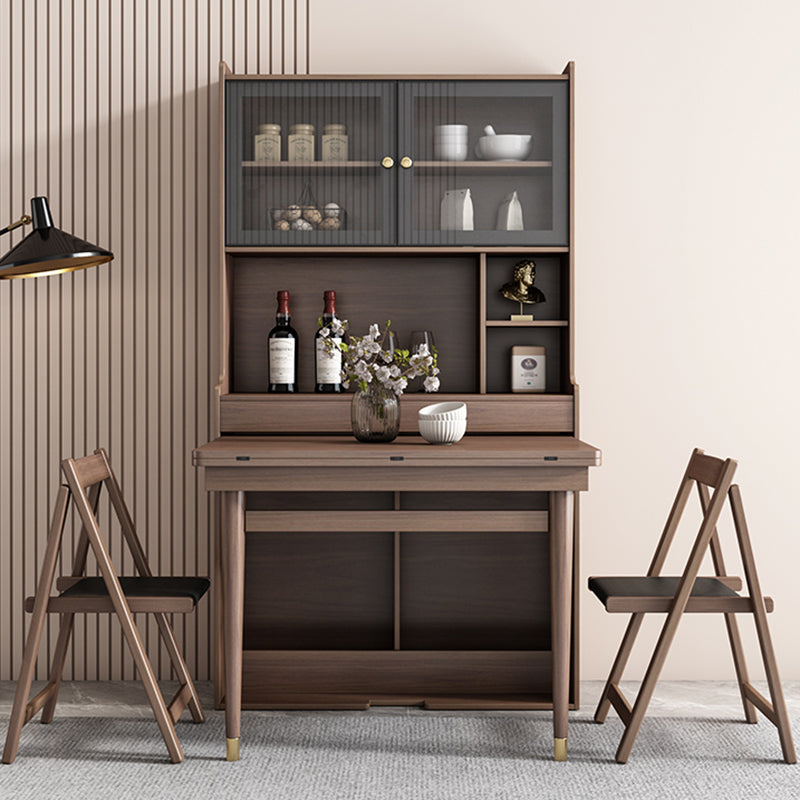 Modern Rectangle Folding Wood Dining Table for Small Space with Storage