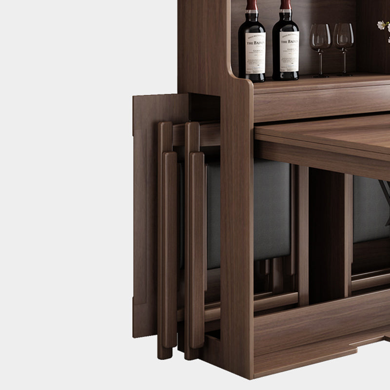 Modern Rectangle Folding Wood Dining Table for Small Space with Storage