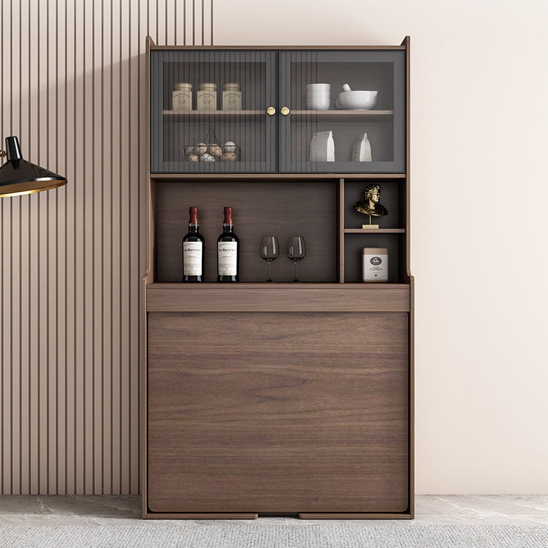 Modern Rectangle Folding Wood Dining Table for Small Space with Storage