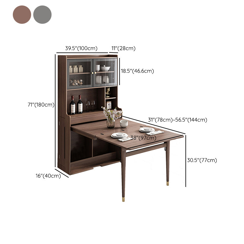 Modern Rectangle Folding Wood Dining Table for Small Space with Storage