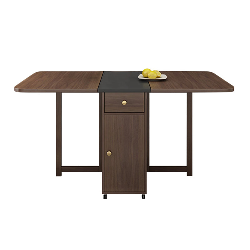 Modern Rectangle Folding Wood Dining Table for Small Space with Pedestal Base