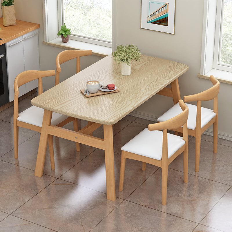 Rectangular Natural Oak Dining Table Wooden Tabletop with Metal Legs