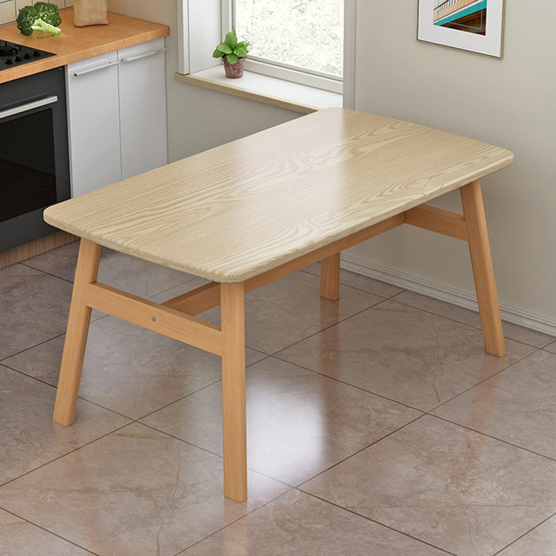 Rectangular Natural Oak Dining Table Wooden Tabletop with Metal Legs