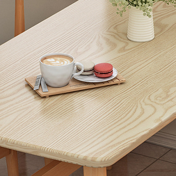 Rectangular Natural Oak Dining Table Wooden Tabletop with Metal Legs
