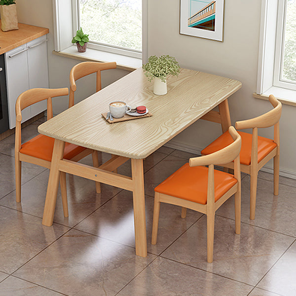 Rectangular Natural Oak Dining Table Wooden Tabletop with Metal Legs