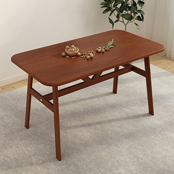 Modern Rectangular Dinner Table Wooden Tabletop with Metal Legs