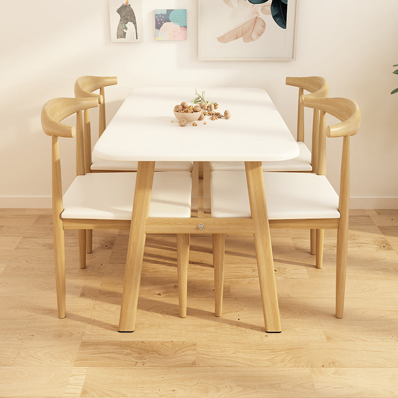 Modern Rectangular Dinner Table Wooden Tabletop with Metal Legs