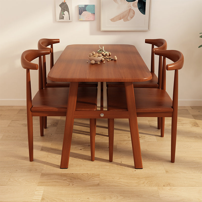 Modern Rectangular Dinner Table Wooden Tabletop with Metal Legs