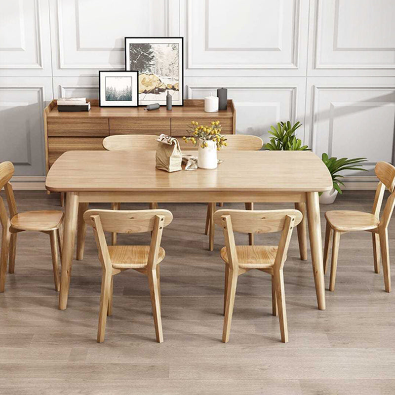 Rectangular Natural Oak Dining Table Solid Wood Tabletop for Living Room