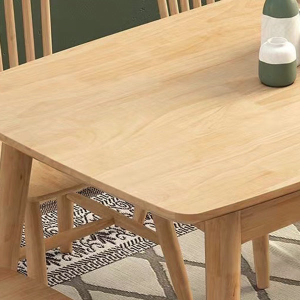 Rectangular Natural Oak Dining Table Solid Wood Tabletop for Living Room