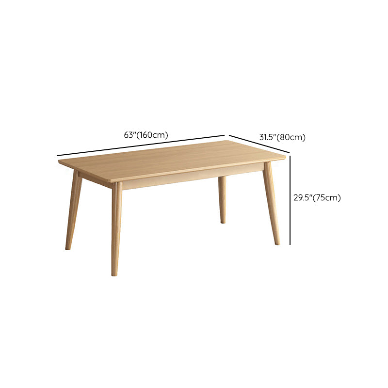 Rectangular Natural Oak Dining Table Solid Wood Tabletop for Living Room