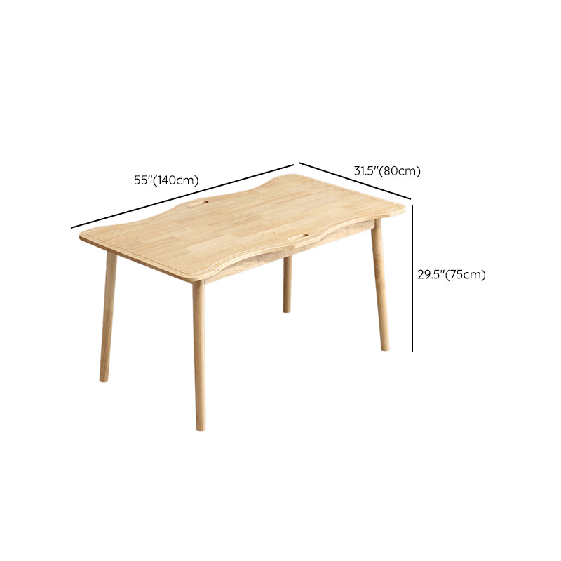 55.1 Inch Rectangular Natural Oak Dining Table Solid Wood Tabletop with 4 Legs