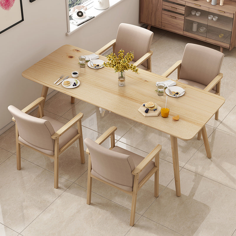 Rectangular Dinner Table Modern Natural Oak Solid Wood Tabletop for Living Room