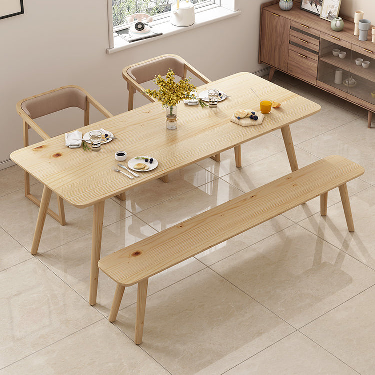 Rectangular Dinner Table Modern Natural Oak Solid Wood Tabletop for Living Room