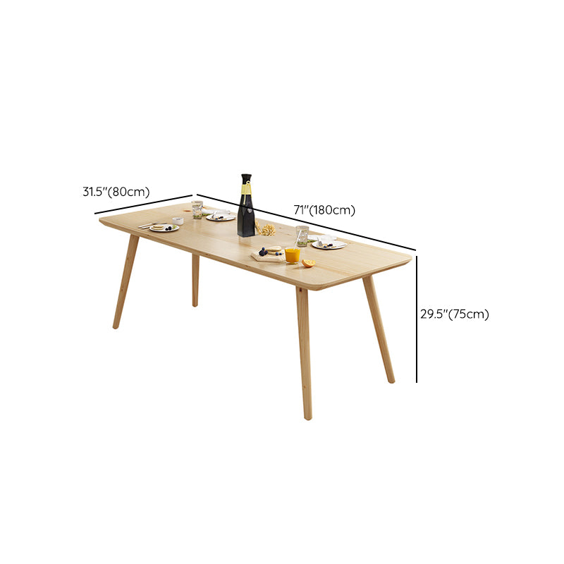 Rectangular Dinner Table Modern Natural Oak Solid Wood Tabletop for Living Room