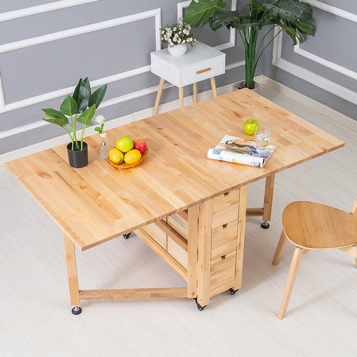 Modern Style Rectangle Solid Wood Drop-Leaf Dining Table, 59" x 31.5" x 29.5"