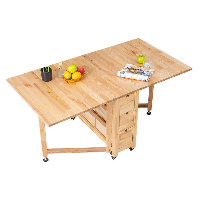 Modern Style Rectangle Solid Wood Drop-Leaf Dining Table, 59" x 31.5" x 29.5"