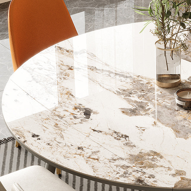Modern Round Extendable Dining Table Wood Legs for Living Room