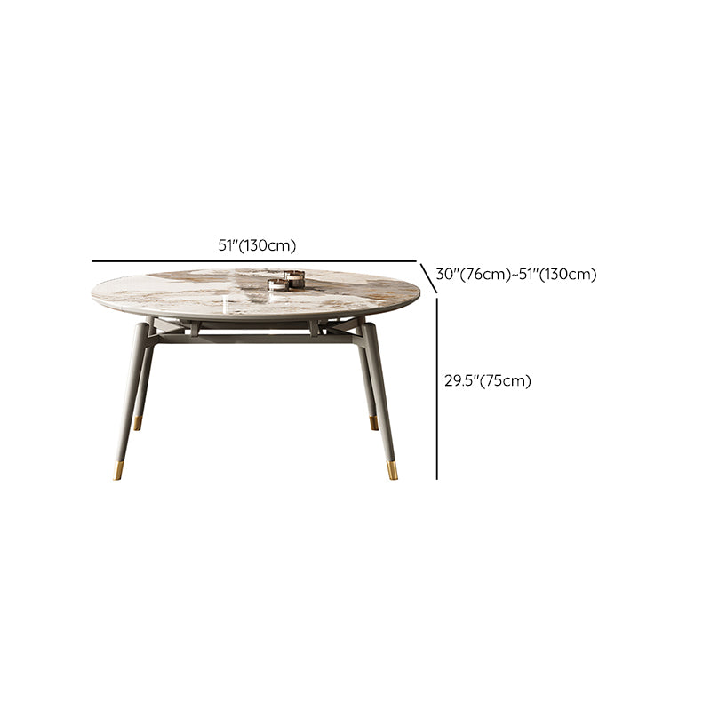 Modern Round Extendable Dining Table Wood Legs for Living Room