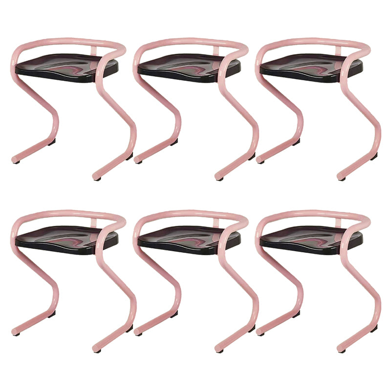 Metal Frame Dining Side Chair Modern Indoor Plastic Backless Chair