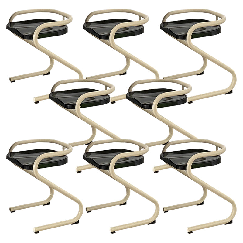 Metal Frame Dining Side Chair Modern Indoor Plastic Backless Chair