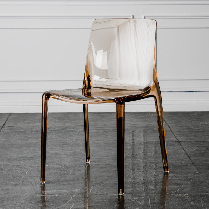 Modern Acrylic Armless Solid Back Dining Accent Chair for Home