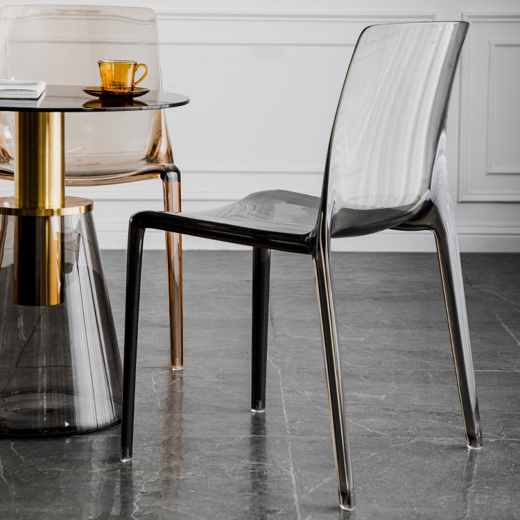 Modern Acrylic Armless Solid Back Dining Accent Chair for Home
