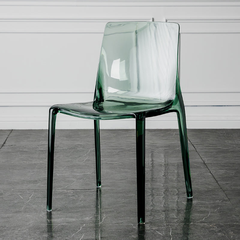 Modern Acrylic Armless Solid Back Dining Accent Chair for Home