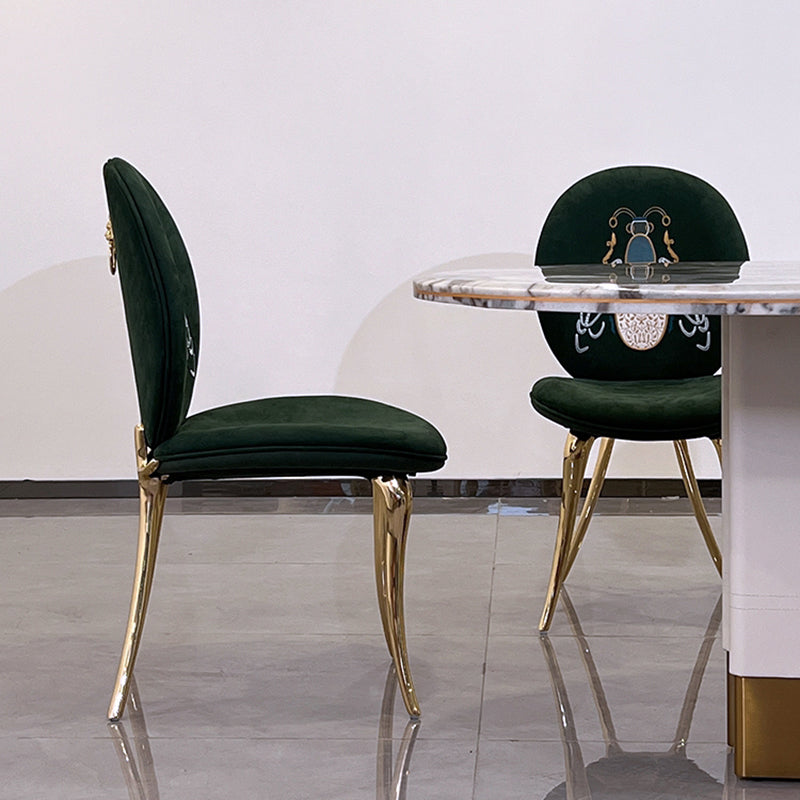 Luxury Style Upholstered Solid Back Armless Dining Chair for Dining Room